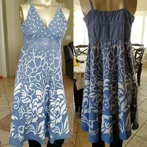 Polka dot Chambray Vneck Dress